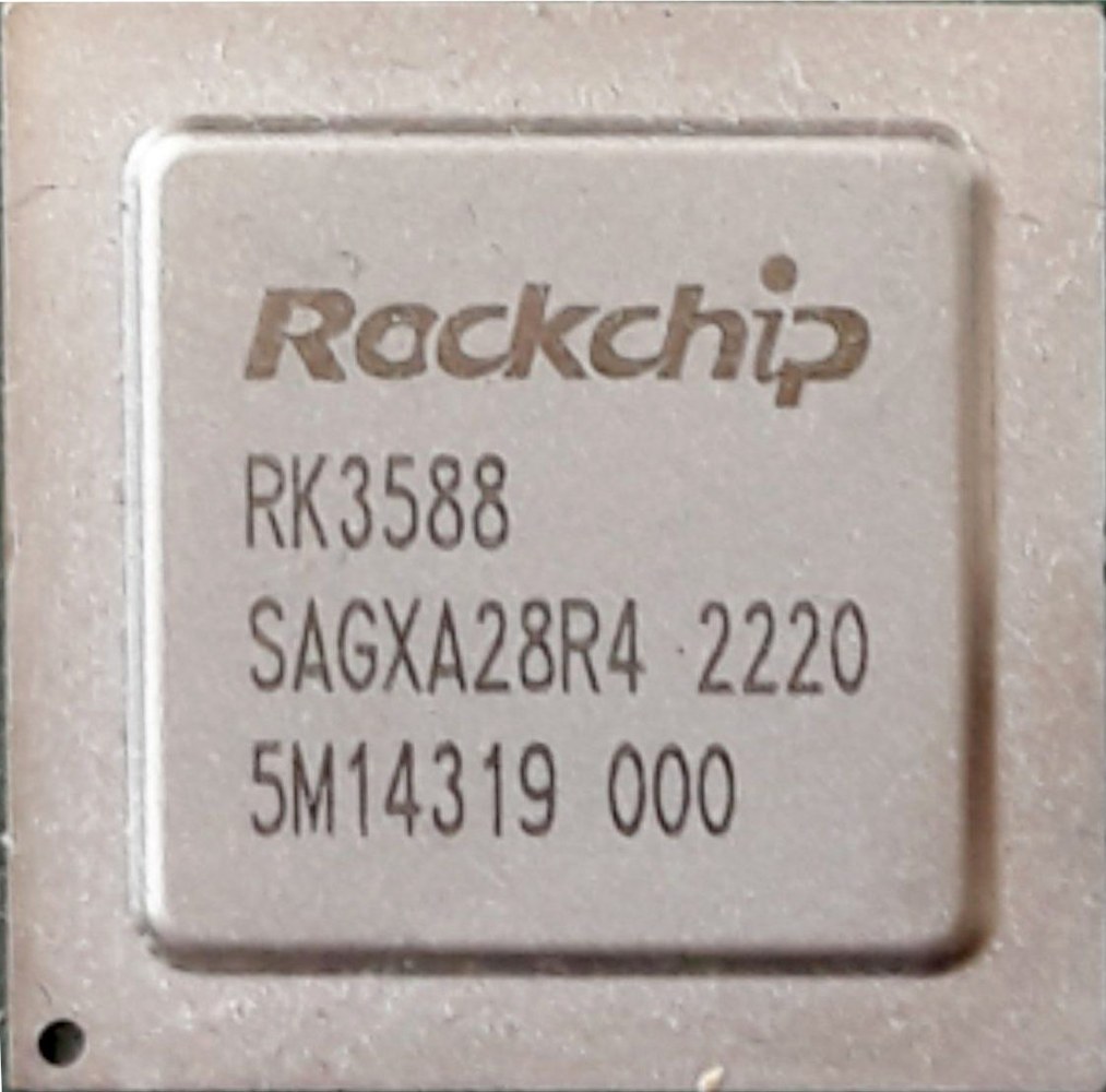 Close-up photograph of a Rockchip RK3588 processor package